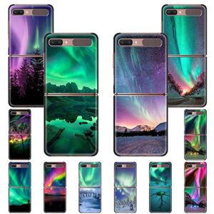 HANASE Northern Lights Sky Black PC Hard Cover for Samsung Galaxy Z Flip 4 z flip3 5G Foldable Phone Case Shell,Z5,for Z flip