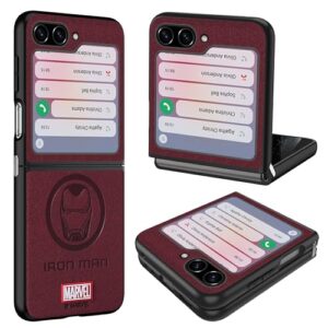 IRON SPIDER Case for Samsung Galaxy Z FLIP 5 5G, with Superhero character Compatible Galaxy Z FLIP 5 5G Leather Case WINE RED