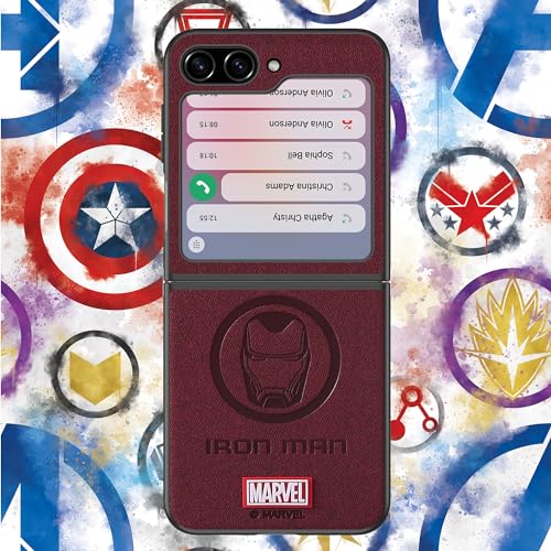 IRON SPIDER Case for Samsung Galaxy Z FLIP 5 5G, with Superhero character Compatible Galaxy Z FLIP 5 5G Leather Case WINE RED