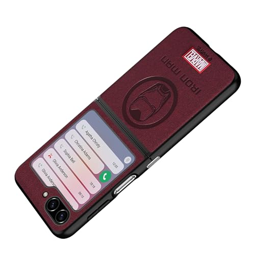 IRON SPIDER Case for Samsung Galaxy Z FLIP 5 5G, with Superhero character Compatible Galaxy Z FLIP 5 5G Leather Case WINE RED