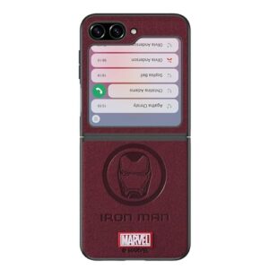 IRON SPIDER Case for Samsung Galaxy Z FLIP 5 5G, with Superhero character Compatible Galaxy Z FLIP 5 5G Leather Case WINE RED