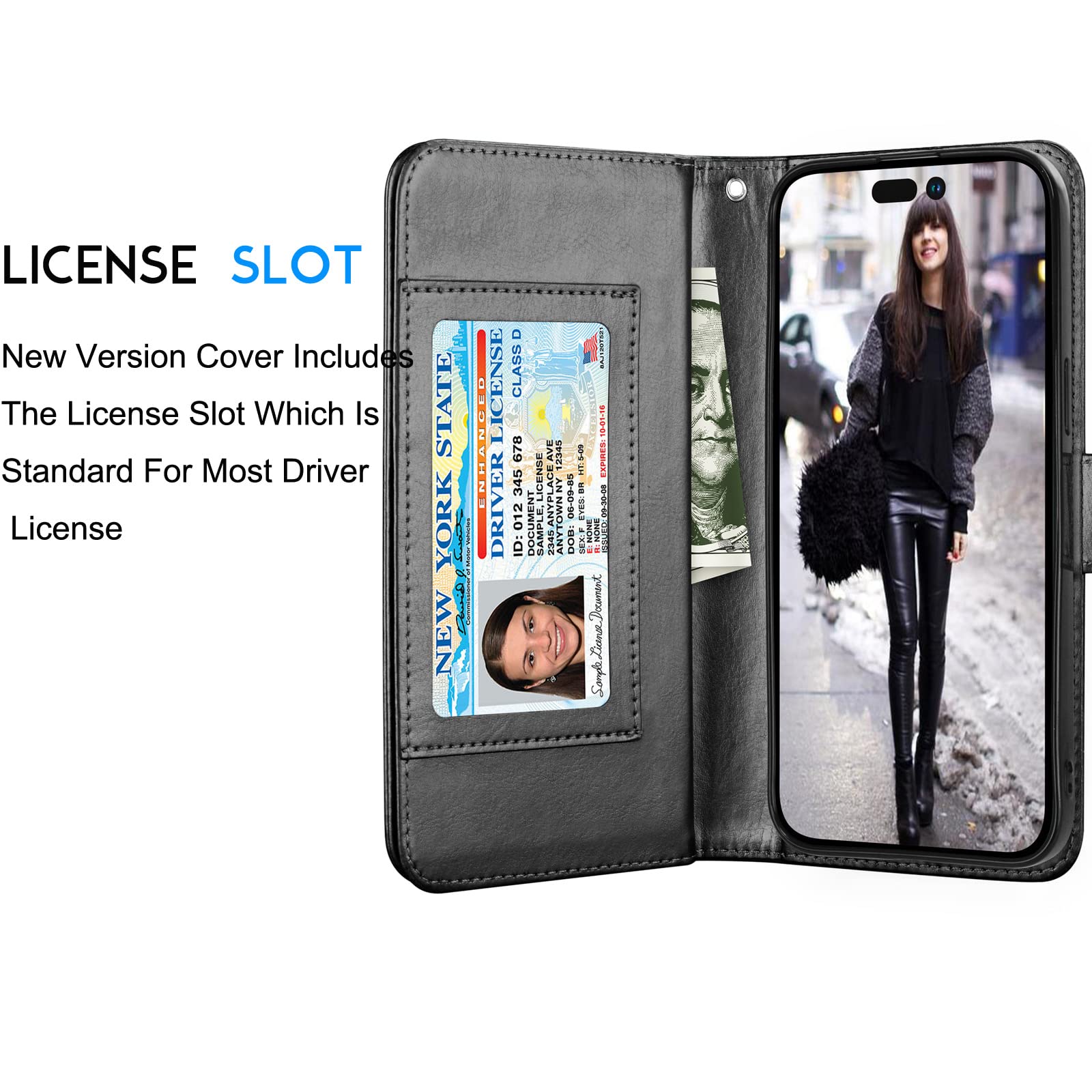 Tekcoo Wallet Case Compatible with iPhone 14 Plus (6.7 inch) 2022 Luxury ID Cash Credit Card Slots Holder Carrying Pouch Folio Flip PU Leather Cover [Detachable Magnetic Hard Case] - Black