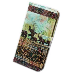 Bcov Galaxy S23 Ultra Case, Tribal Elephants Pattern Leather Flip Phone Case Wallet Cover with Card Slot Holder Kickstand for Samsung Galaxy S23 Ultra