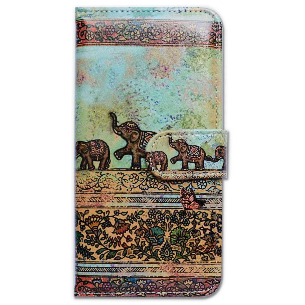 Bcov Galaxy S23 Ultra Case, Tribal Elephants Pattern Leather Flip Phone Case Wallet Cover with Card Slot Holder Kickstand for Samsung Galaxy S23 Ultra