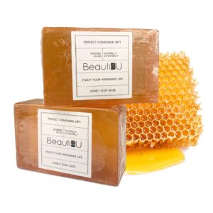 BEAUTI4U 2LB Honey Soap Base - Soap Making Supplies With Soap Making - Melt And Pour Soap Base - Melt And Pour Soap - Soap Making Supplies - Organic Soap Base For Soap Making