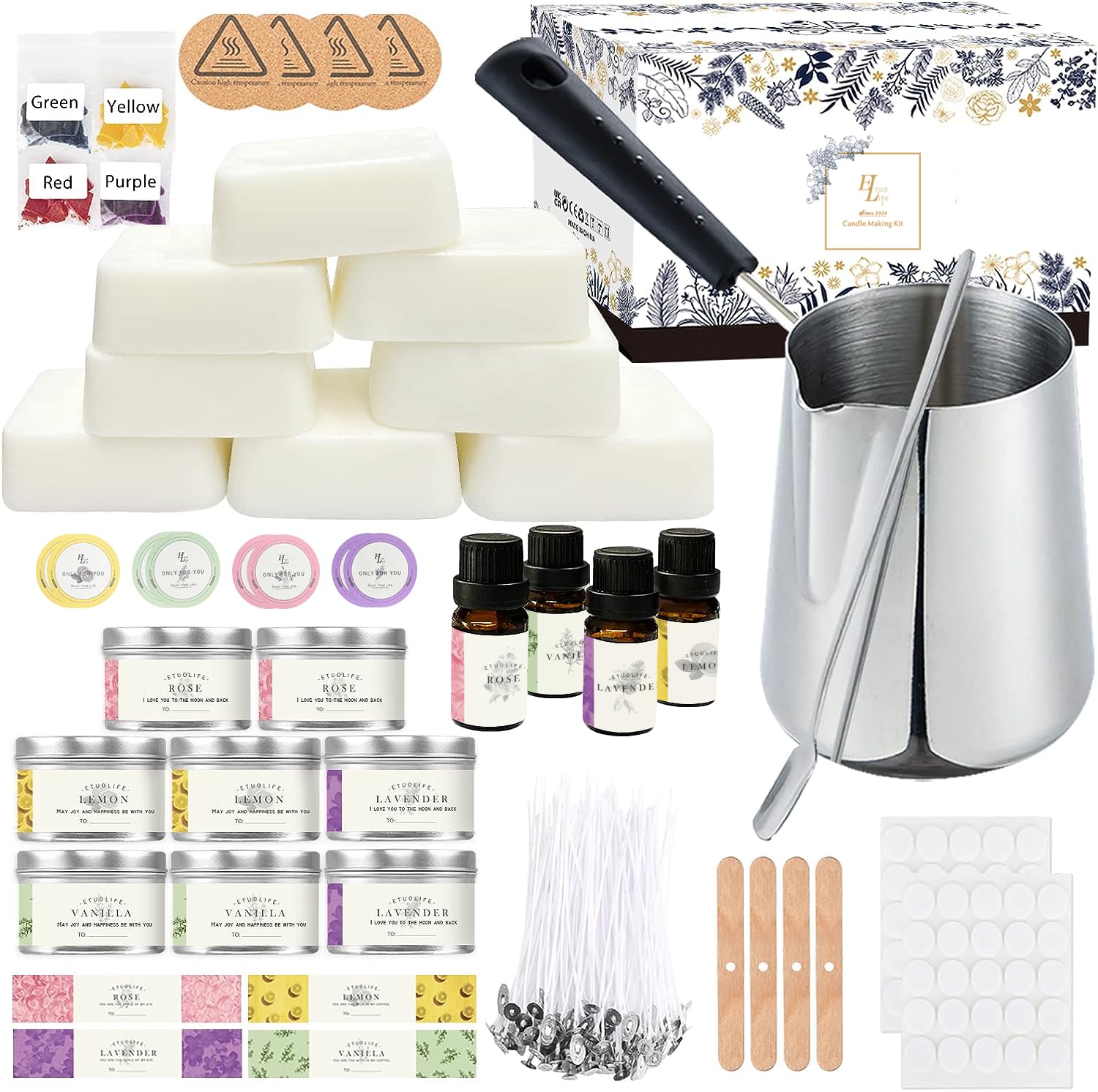 Complete Candle Making Kit for Adults Kids,Candle Making Supplies Include Soy Wax for Candle Making,Fragrance Oils Candle Wicks Dyes Jars Melting Pot,DIY Starter Scented Adults Beginners Craft Kits