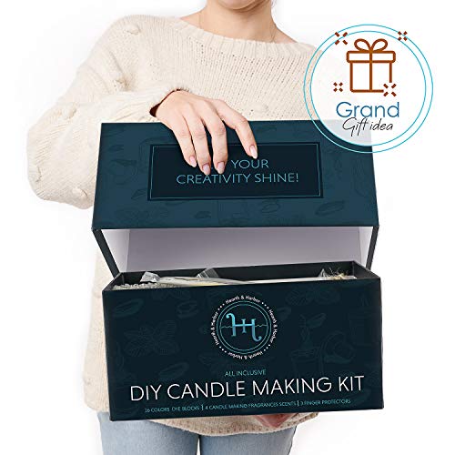 Hearth & Harbor Soy Candle Making Kit for Adults & Kids, DIY Candle Making Supplies for Beginners, Natural Soy Wax Complete Candle Making Kits - 2 Lbs