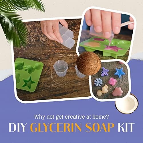 Kiss Naturals - Soap Making Arts & Crafts Kit for Kids with Organic Ingredients - Glycerin Soap DIY STEM Activity - Make 16 Soaps - with Reusable Silicone Molds, Natural Fragrances, Mica-based Colors