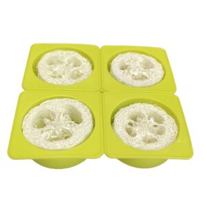 Natural Loofah Soap Making Kit Mold Includes 4pcs 1" Loofah Slices Cuts and Round Silicone Soap Mold