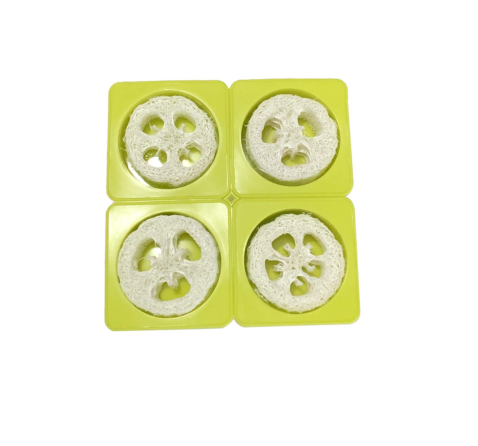 Natural Loofah Soap Making Kit Mold Includes 4pcs 1" Loofah Slices Cuts and Round Silicone Soap Mold