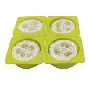 Natural Loofah Soap Making Kit Mold Includes 4pcs 1" Loofah Slices Cuts and Round Silicone Soap Mold