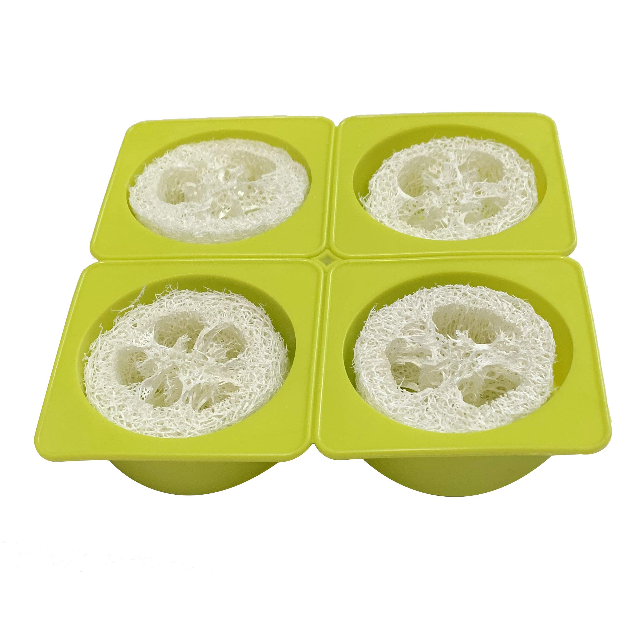 Natural Loofah Soap Making Kit Mold Includes 4pcs 1" Loofah Slices Cuts and Round Silicone Soap Mold