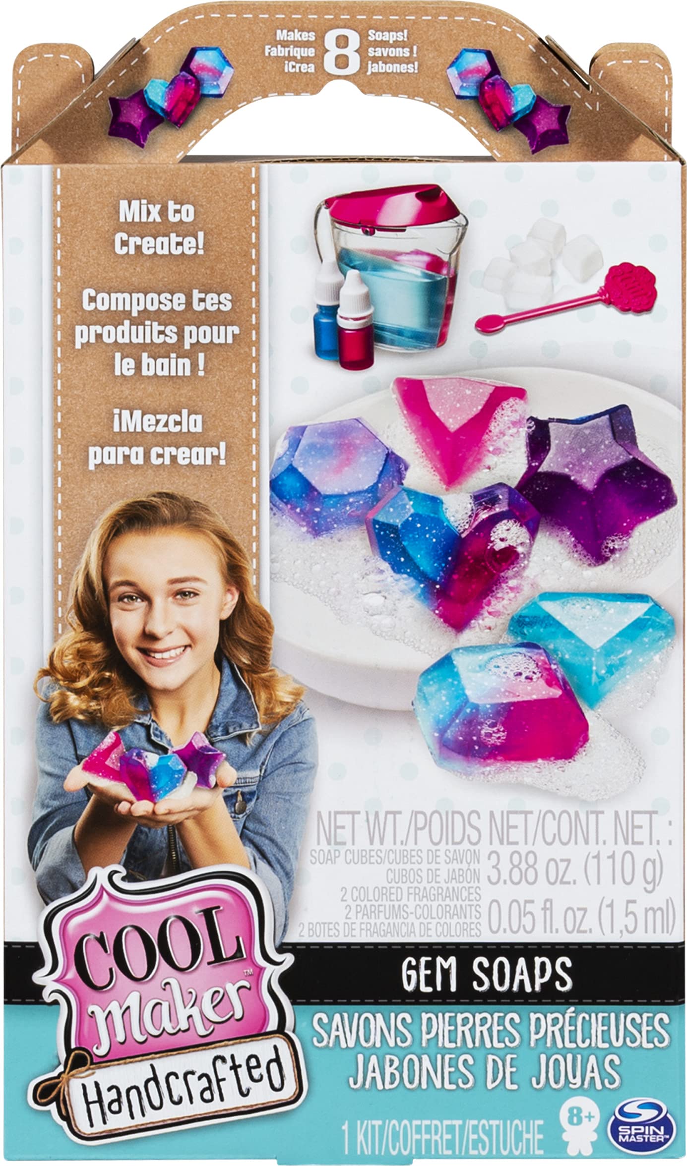 Cool Maker, Handcrafted Gem Soaps Activity Kit, Makes 8 Soaps, for Ages 8 & Up