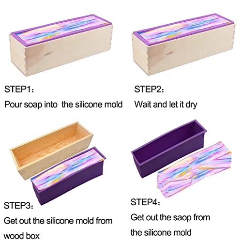 Loaf Soap Making Cutting Kit,Silicone Soap Making Liner Adjustable Wood Box with Stainless Steel Wavy+Straight Cutter for DIY Soap Making