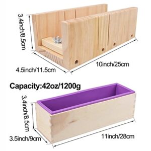 Loaf Soap Making Cutting Kit,Silicone Soap Making Liner Adjustable Wood Box with Stainless Steel Wavy+Straight Cutter for DIY Soap Making