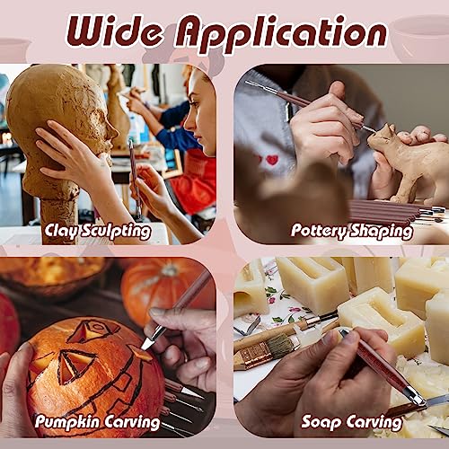 6PCS Clay Tools Sculpting, Double-Sided Polymer Carving Tools Kit, Wood Ceramic Tool Set for Pottery, Air Dry Clay, Polymer Clay, Sculpting, Modeling, Pumpkin Carving, Soap Carving and Supplies