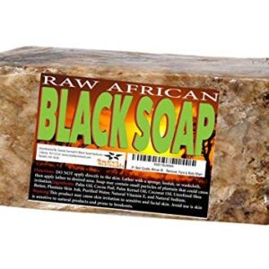 Premium African Black Soap - Pure 1 pound Bulk. Raw Organic Soap for Acne, Dry Skin, Rashes, Burns, Scar Removal, Face & Body Wash, From Ghana West Africa - Authentic African Moisturizer