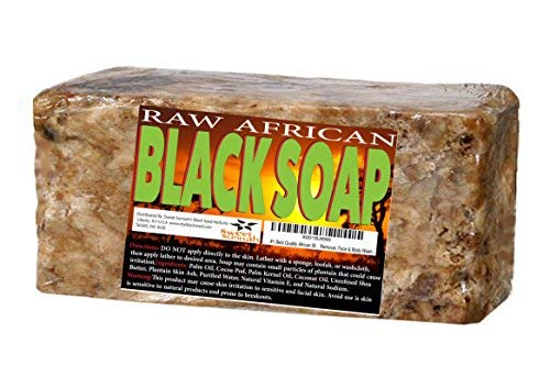 Premium African Black Soap - Pure 1 pound Bulk. Raw Organic Soap for Acne, Dry Skin, Rashes, Burns, Scar Removal, Face & Body Wash, From Ghana West Africa - Authentic African Moisturizer