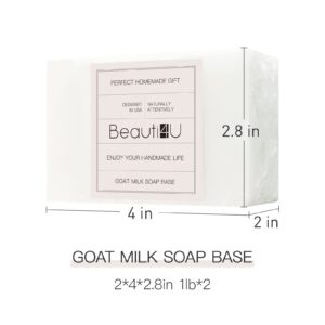 BEAUTI4U 2LB Soap Base - Goat Milk Soap Making Supplies With Soap Making - Melt And Pour Soap Base - Melt And Pour Soap - Soap Making Supplies - Organic Soap Base For Soap Making