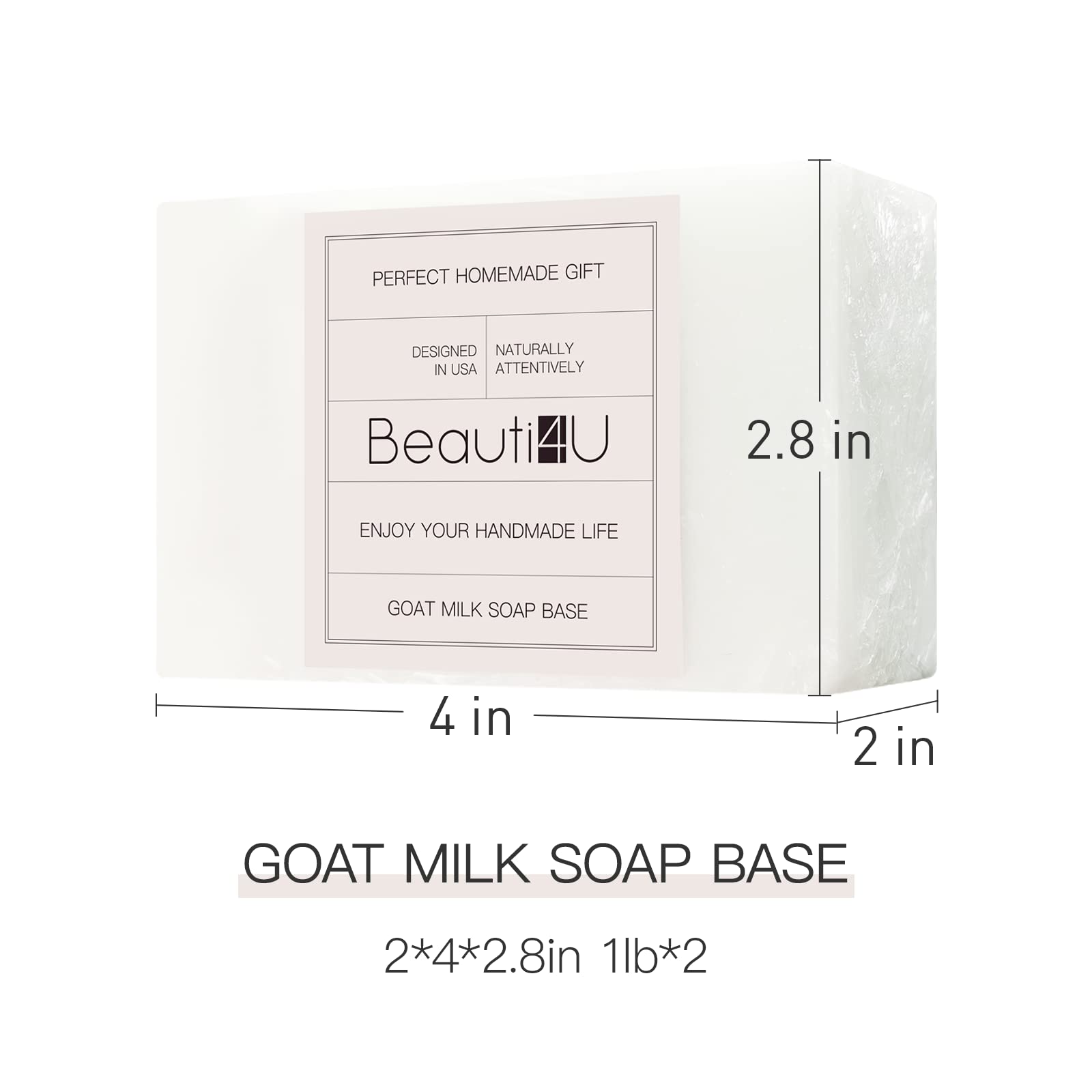 BEAUTI4U 2LB Soap Base - Goat Milk Soap Making Supplies With Soap Making - Melt And Pour Soap Base - Melt And Pour Soap - Soap Making Supplies - Organic Soap Base For Soap Making