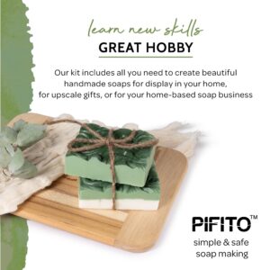 Pifito Cold Process Soap Making Kit │ Oils Mix No. 1 60 Oz Blend of Pre-Measured Oils, 8-Pack Colorants Sampler, Mold and Instructions. DIY Soap Making Supplies