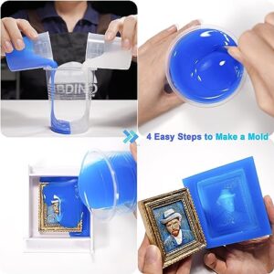 BBDINO Silicone Mold Making Kit,Liquid Silicone for Mold Making 30A Sapphire Blue,High Strength Silicone Rubber Mold Making Kit,1:1 by Volume Ideal for Casting Resin/Jewelry Silicone Molds 4.4 lbs