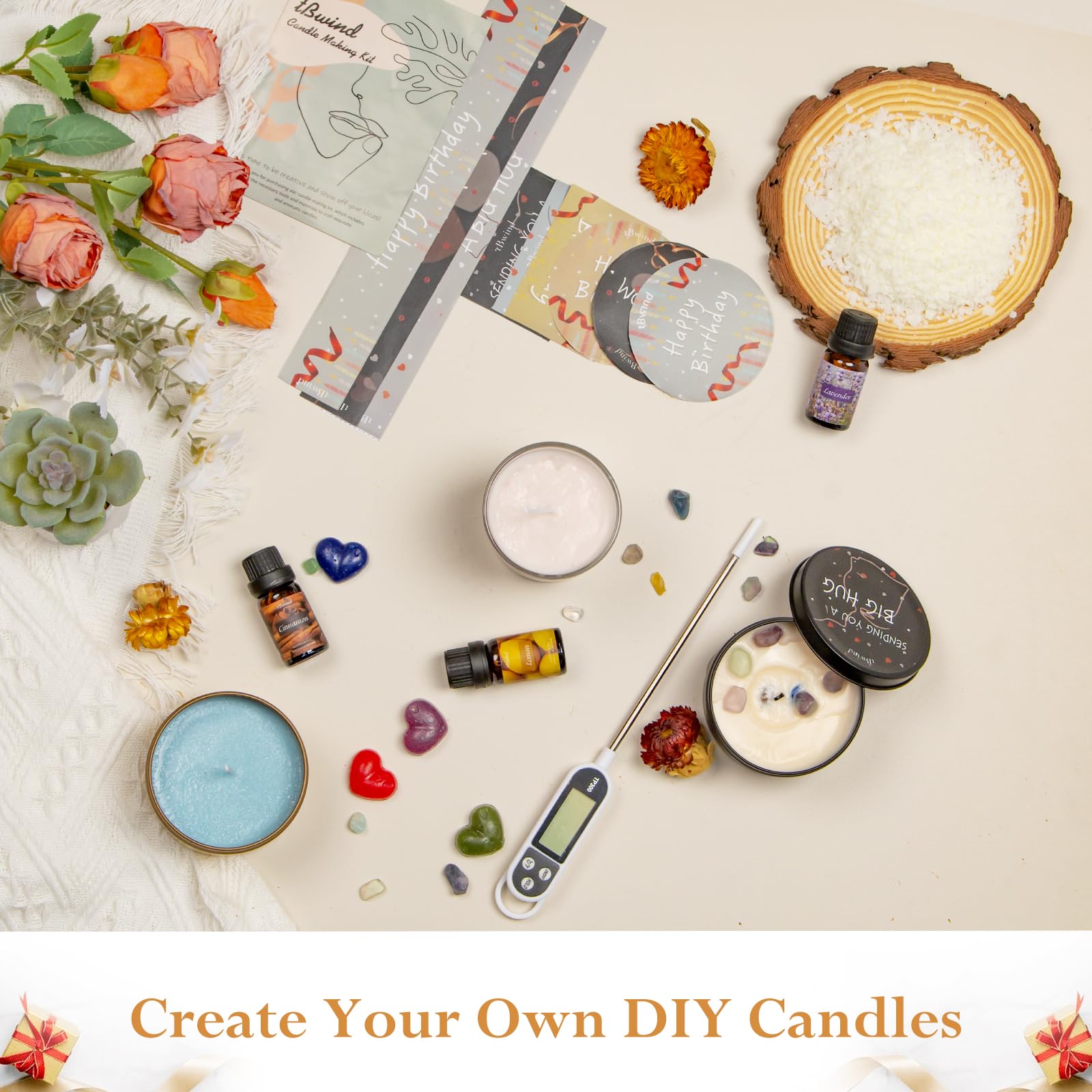 TBWIND Candle Making Kit, Soy Candle Making Supplies DIY Candle Craft Tools for Adults, Kids, Beginners with 8 Pleasant Scents, Melting Pot, Wicks, Wax, Dyes & More - DIY Starter Candle Making Kit