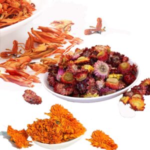 PNANA Dried Flowers- Edible Herbs Bulk of Lavender Buds, Rosebud, Jasmine, Chamomile, for Bath Bomb, Candle, Soap Making Kit