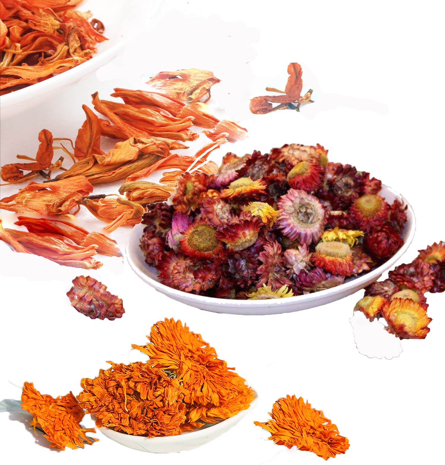 PNANA Dried Flowers- Edible Herbs Bulk of Lavender Buds, Rosebud, Jasmine, Chamomile, for Bath Bomb, Candle, Soap Making Kit