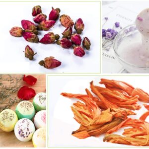 PNANA Dried Flowers- Edible Herbs Bulk of Lavender Buds, Rosebud, Jasmine, Chamomile, for Bath Bomb, Candle, Soap Making Kit