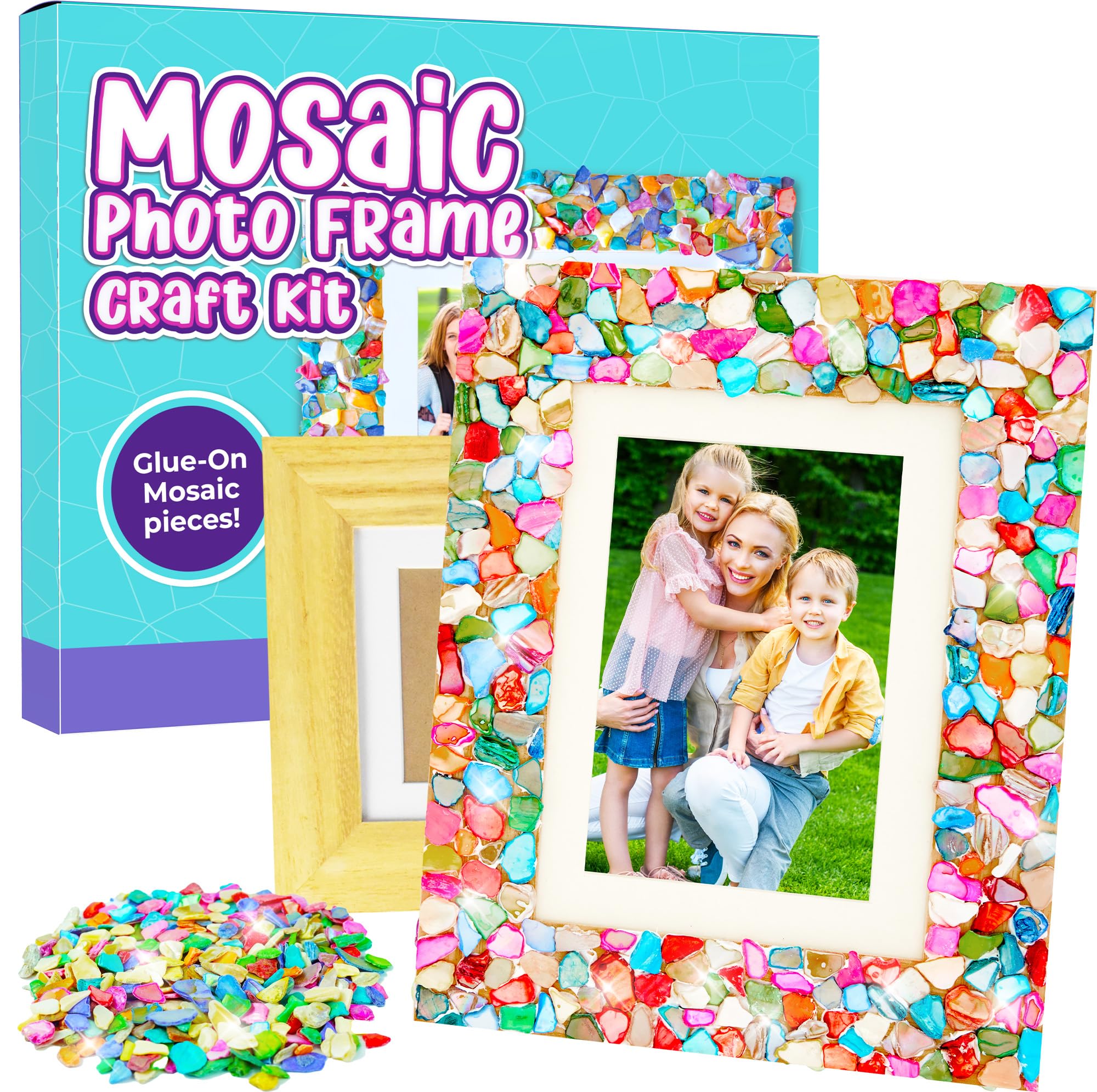 PURPLE LADYBUG Mosaic Photo Frame Craft Kit - DIY Arts & Crafts for Kids Ages 8-12 & Crafts for Girls 8-12 6-8 - 9 8 7 6 Year Old Girl Birthday Gift, Teen Girls Gifts 8-10 10-12