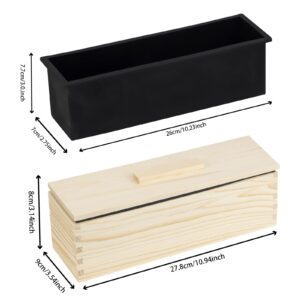 2PACK 42 oz Flexible Rectangular Silicone Soap Loaf Molds Kit with Wood Box for CP and MP Making Supplies