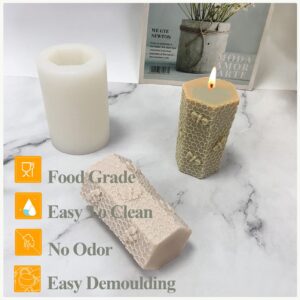 Candle Molds，4PC Pillar Candle Molds for Candle Making Resin Molds Silicone 3D Candle Moulds Bee Honeycomb Candle Making Kits for Soap Cake Mousse Ice Cream Clay DIY Artcraft Gift(Size : C)