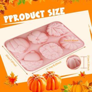 2Pcs 3D Pumpkin Mold Fall Silicone Mold Halloween Thanksgiving Fall Theme Silicone Molds Maple Leaf Acorn Shape Chocolate Cake Pan Fondant Candy Mold for Cupcake Toppers Resin Candle Soap Ice Cube Tra