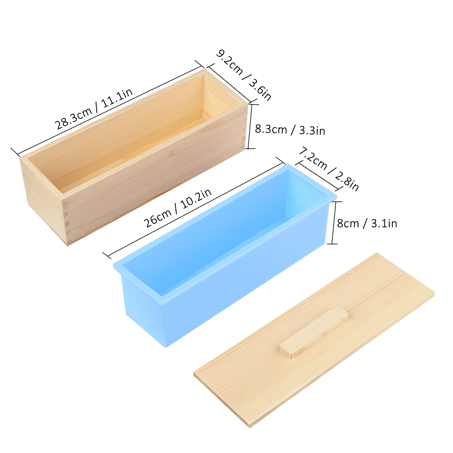 Soap Loaf Box, 42 oz Soap Box for Soap Making with Wooden Boxes, Set of 4, Soap Bar Box Can Be Used for Homemade Soap Produce, Soap Making, Ideal Size and Large Capacity,by GNIEMCKIN