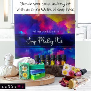 ZenseMe Bundle of Soap Making Kit with 5.5 LB Shea Butter Soap Base Bundle | DIY Melt and pour organic natural supplies for adults, beginners and experts