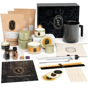 griime complete candle making kit – candle making supplies for adults & kids – scented home creations, soy wax, dyes, essential oils, cotton wicks, holders, instructions – diy candle making kit