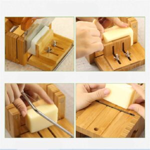 Pure Vie Multi-function Practical Adjustable Bamboo Soap Making Kit + Stainless Steel Beveler Planer Wire Slicer for Making Loaf Soap Cheese DIY Cutting Making -Handmade Craft Soap Making Kitchen Tool