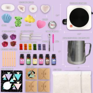 Zoncolor Soy Wax Set Making Kit Supplies - DIY Art Molds Set with Large Melting Jars Pack with Pot Essential Unique Scented Oil Fragrances with Wicks and Stickers Presents Gifts (Large)