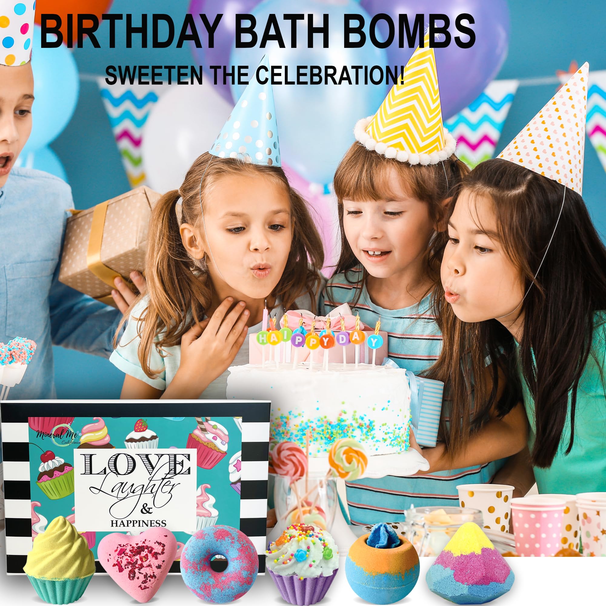 Bath Bombs Gift Set - Birthday Bath Bombs for girls, 6 Aromatherapy Natural Bath bombs with Organic Ingredients, Skin Moisturizing Bubble Bath Fizzy, Gentle for Kids, Bath bombs for Women Relaxing