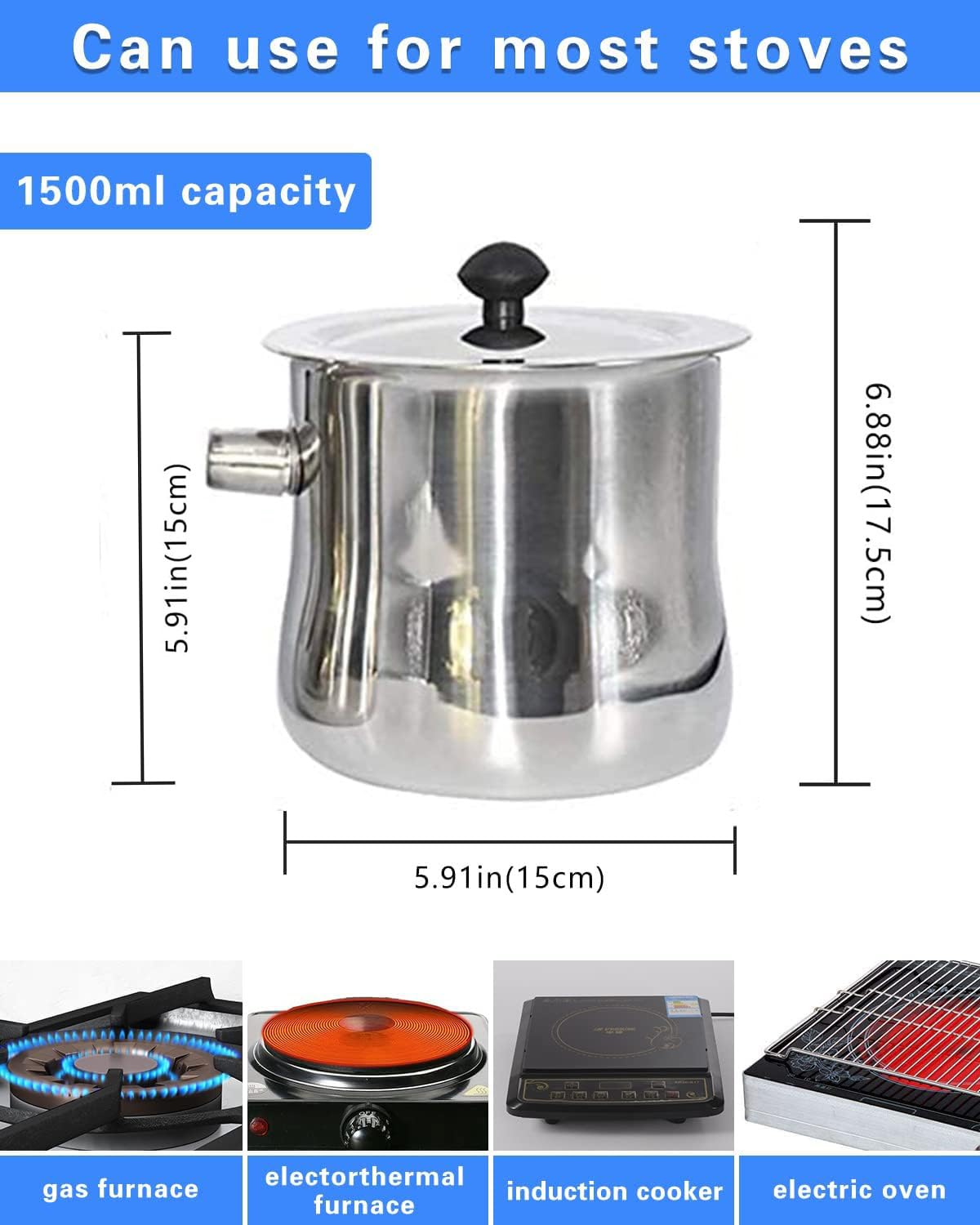 Double Layer Design Candle Making Pouring Pot, 50oz Wax Melting Pot, 304 Stainless Steel Wax Melter for Melting Chocolate, Soap, Wax, Candle Making