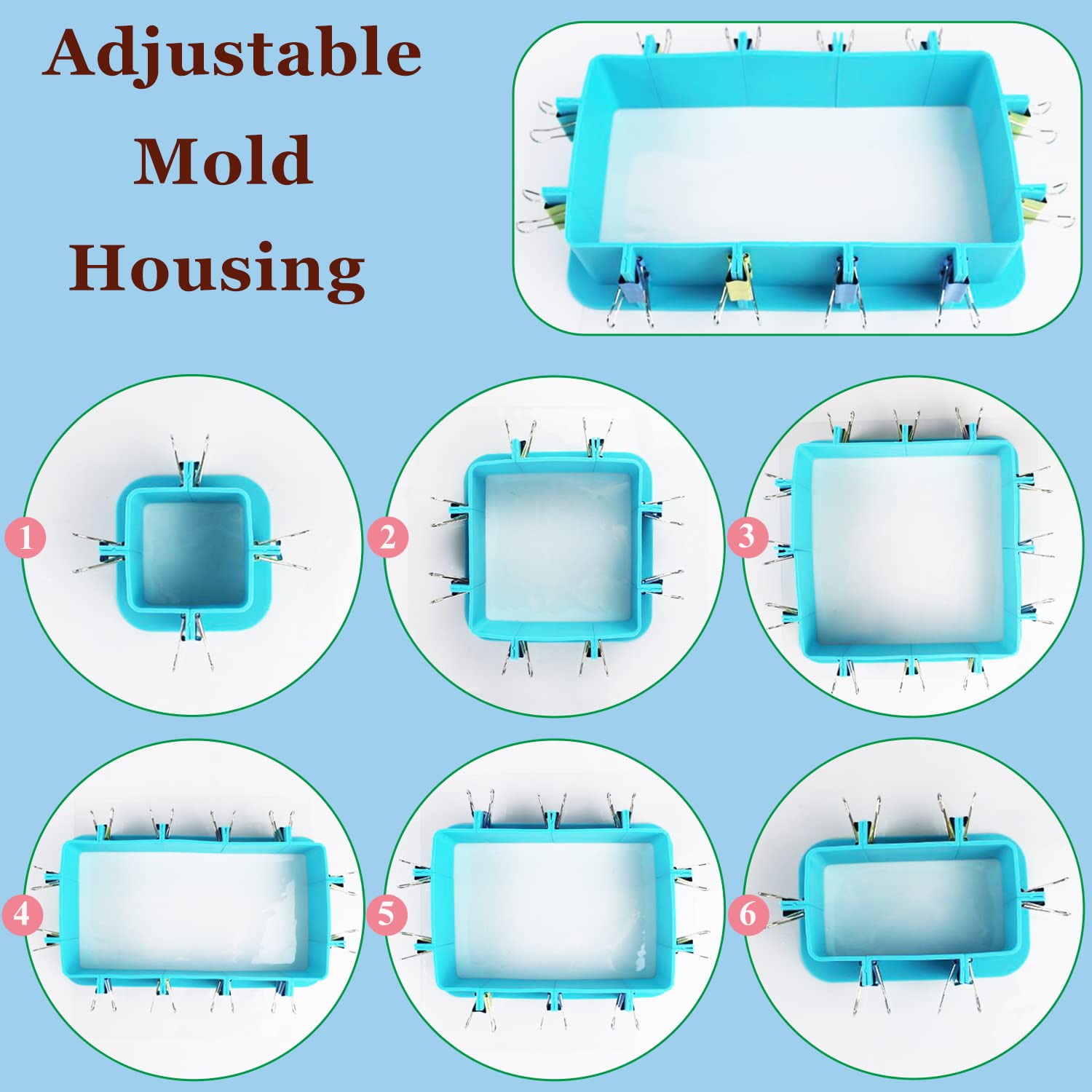 Silicone Soap Molds, AITRAI Adjustable Mold Housing with Base Sheet for Silicone Molds Making, Silicone Housing Frame Molds for Handmade Soap DIY Resin Candles Art Crafts