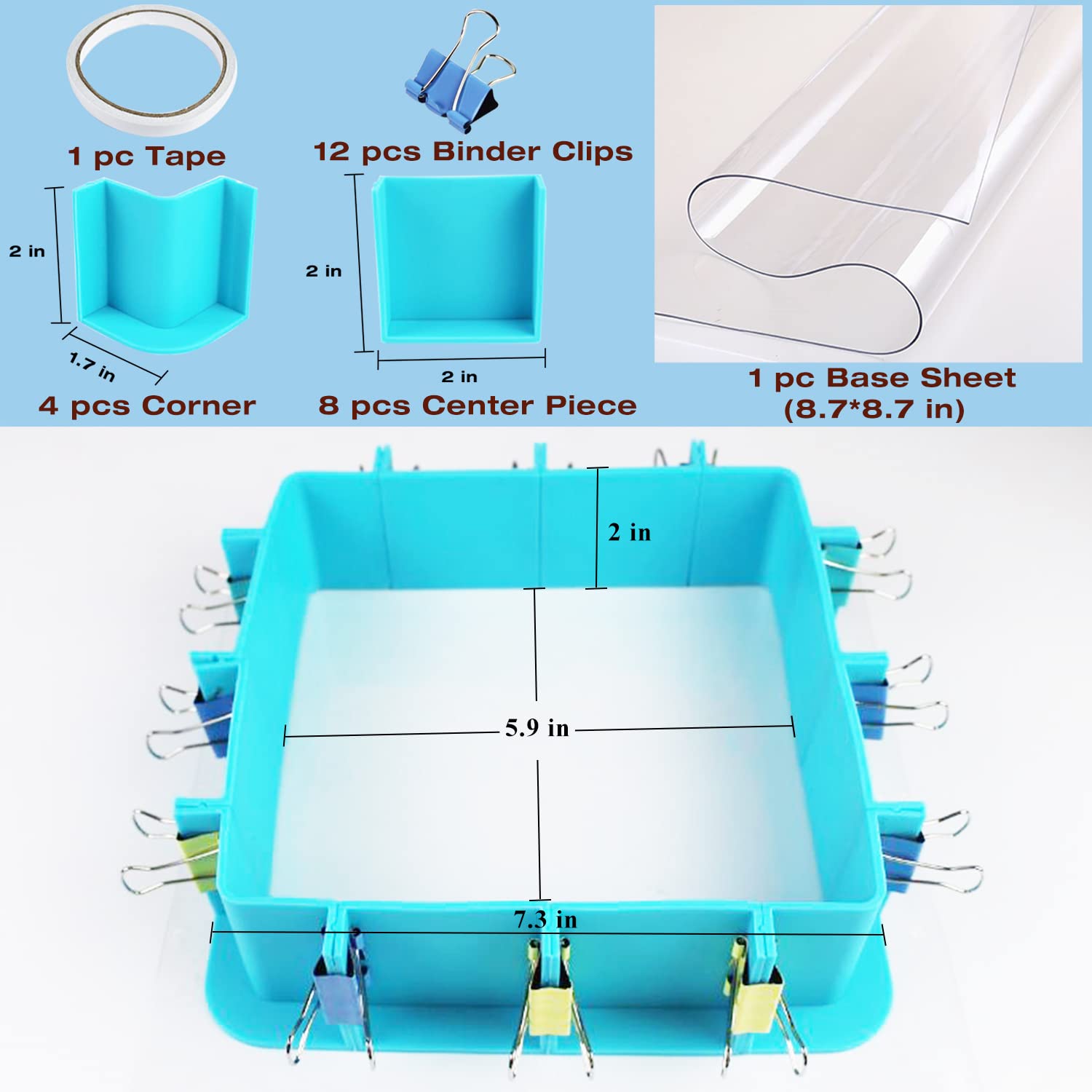 Silicone Soap Molds, AITRAI Adjustable Mold Housing with Base Sheet for Silicone Molds Making, Silicone Housing Frame Molds for Handmade Soap DIY Resin Candles Art Crafts