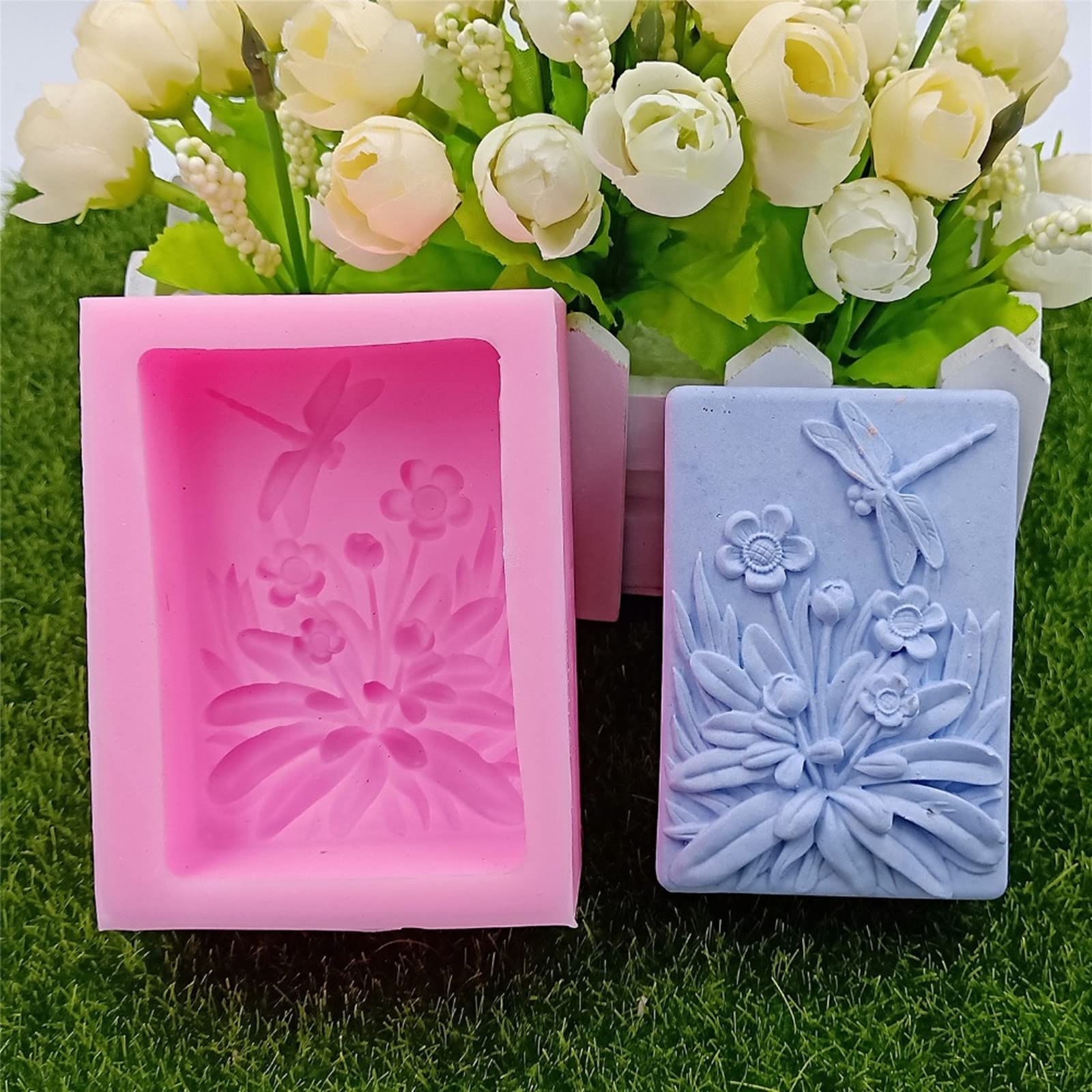 Dragonfly Flower Silicone Soap Mold Candle Mold Fondant Chocolate Candy Cake Decorating Baking Tools Polymer Clay Wax Silicone Molds