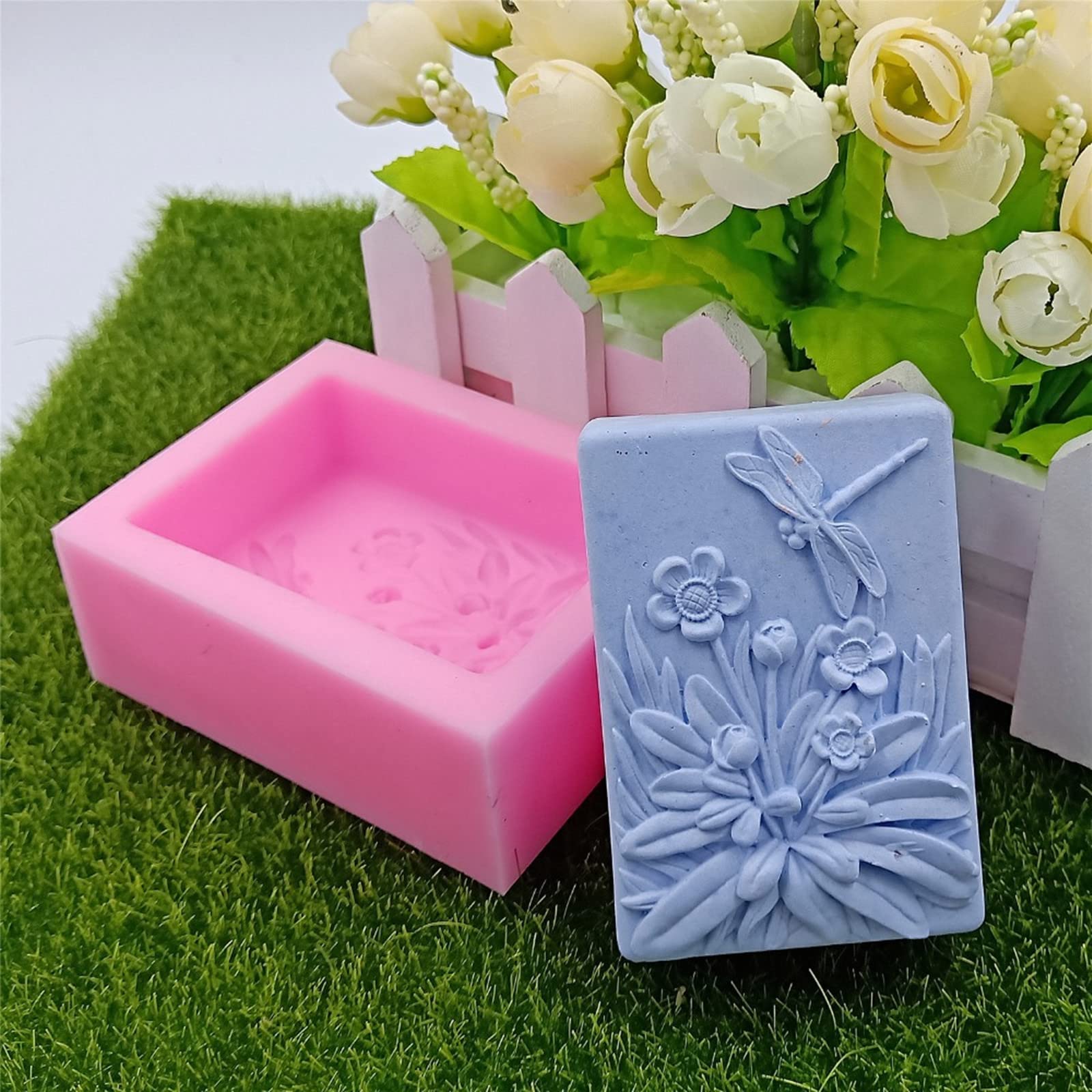 Dragonfly Flower Silicone Soap Mold Candle Mold Fondant Chocolate Candy Cake Decorating Baking Tools Polymer Clay Wax Silicone Molds