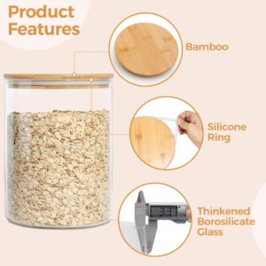 ComSaf Glass Jar with Airtight Lid (102 oz/3 liter), Large Glass Food Storage Container with Bamboo Lid, Clear Glass Food Canister for Kithen Storage, Wide Mouth Easy Access