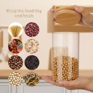 KIM&NUT 3pcs Glass Jars with Airtight Bamboo Lids, 2200 ml 74 oz Wide Mouth Clear Glass Food Storage Containers, Glass Kitchen Canisters with Labels