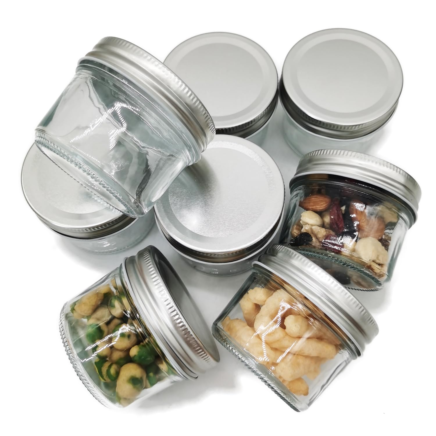 Delove 16-Pack 4oz Glass Food Storage Containers - Food Storage Jars With Lids - Wide Mouth Mini Canning Jars,Perfect for Salad Dressing,Jam,Snacks, Dips, and Meal Prep - Airtight, Leakproof