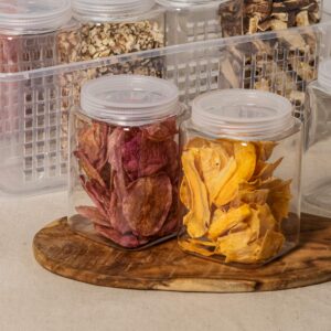 Silicook Clear Plastic Jar, Set of 3 - Square Shaped, Transparent, Food Storage Container, Kitchen & Household Organization for Dry goods, Spices, Vegetables, Ingredients and More (M)