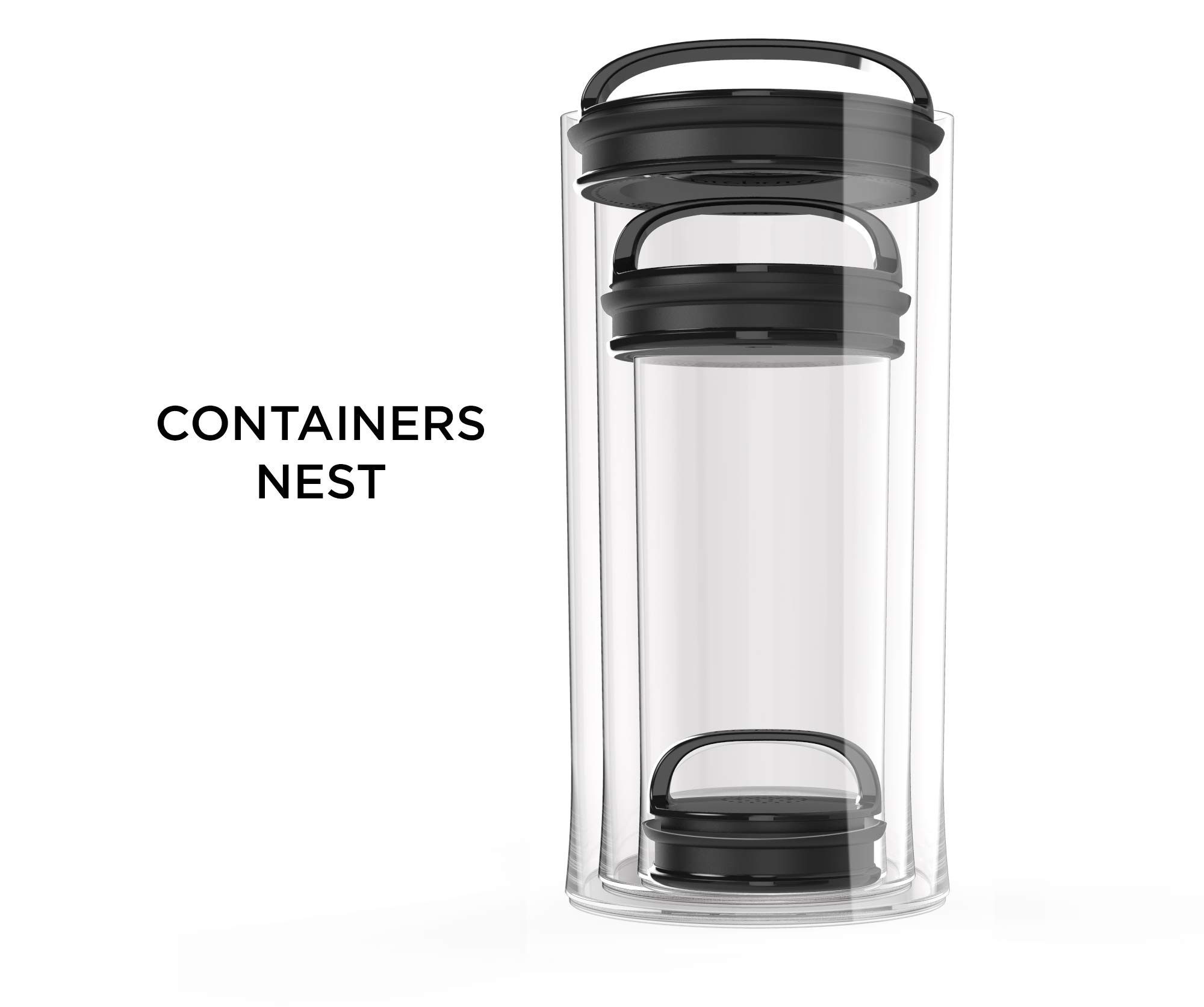 Prepara Evak Compact Glass Food Storage, 24 Ounce, Black